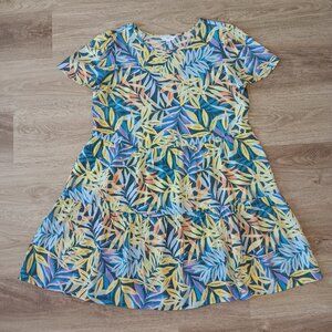 Time and Tru Multicolor Leaf Print Dress